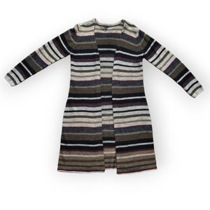 Striped 90s Cardigan Sweater Women's Size Small Black, Brown, Tan, Maroon